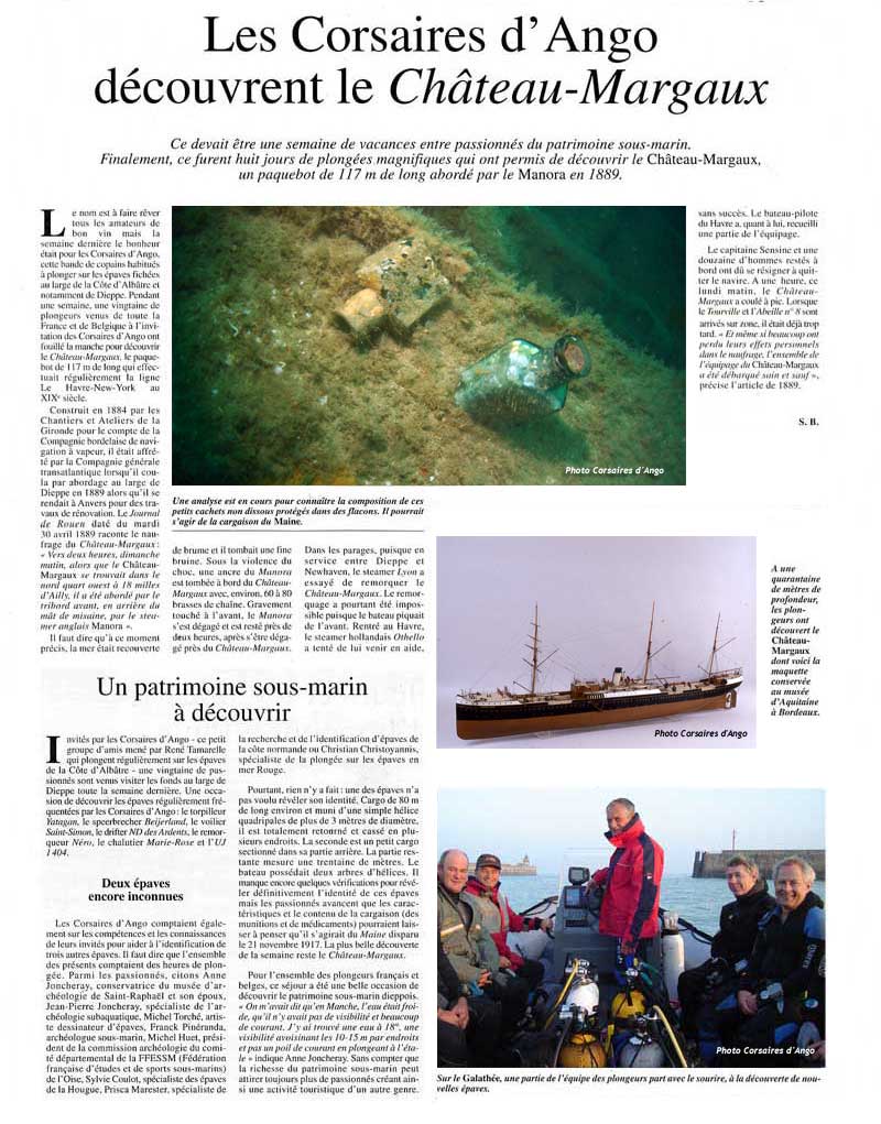 Article de presse : Les corsaires d'Ango découvrent le Château-Margaux