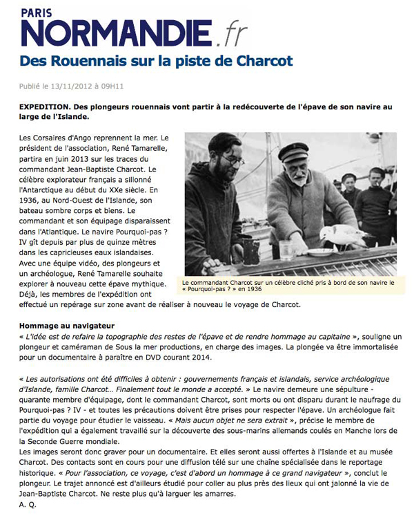 Actu : Corsaires d'Ango : Des Rouennais  sur les traces de Charcot