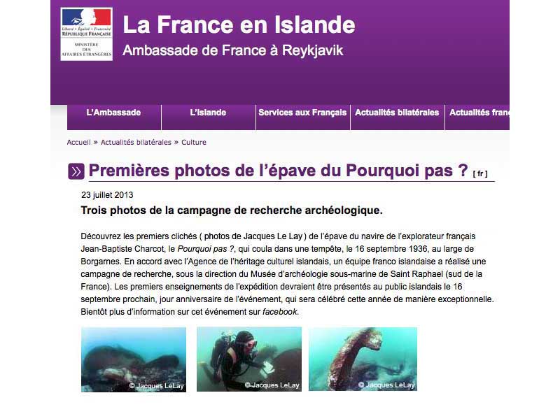 Actu : Corsaires d'Ango : Une équipe de chercheurs français a fait une évaluation de l'état de Pourquoi Pas?
