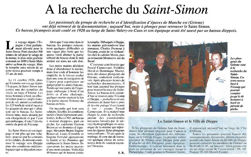 Article de presse : A la recherche du Saint-Simon