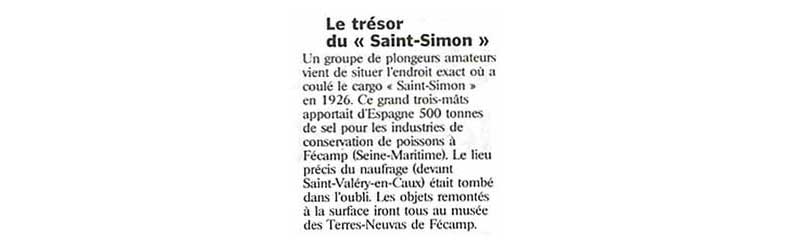 Article de presse : Le trésor du Saint-Simon